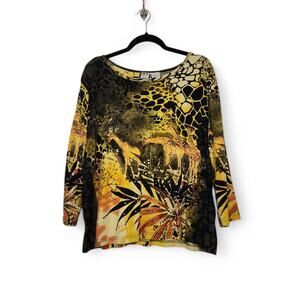 Vintage Take Two y2k Safari Nature All Over Shirt Collage Fairy Giraffe XL